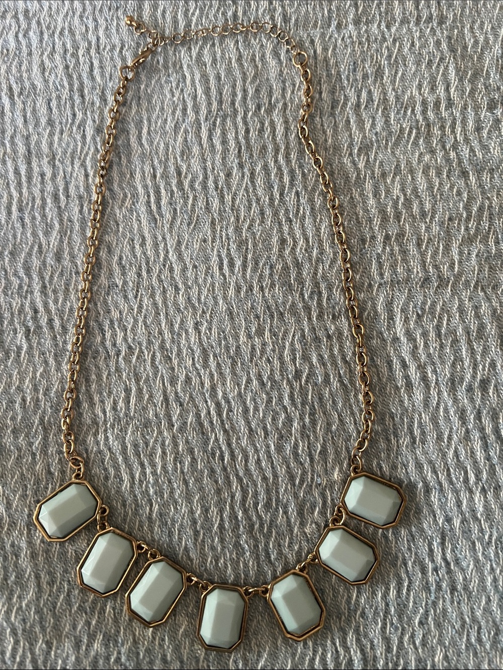 Gold-Tone Light Blue Stone Statement Necklace
